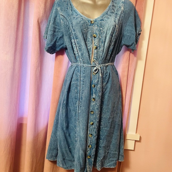 Vintage Jean Embroidery Dress - Picture 1 of 5